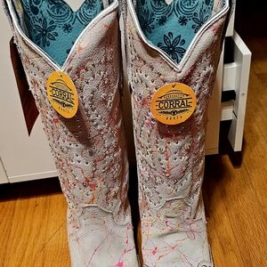 Corral White and Pink Western Boots